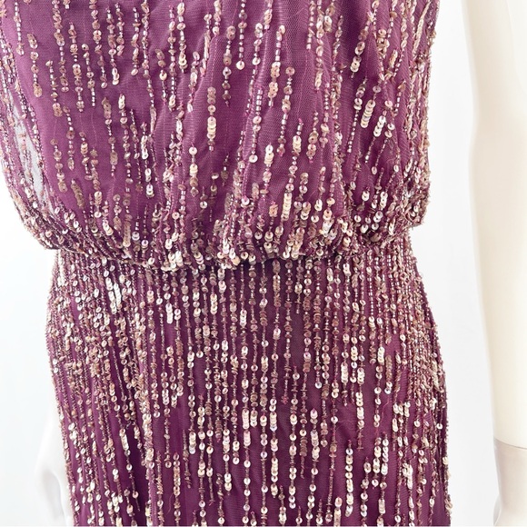 Adrianna Papell Dress Size 4 Midi Beaded Flapper Whimsigoth Dark Fairycore - Picture 8 of 13